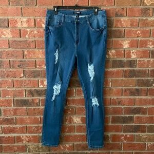 Fashion Nova Distressed High Rise Skinny Jeans